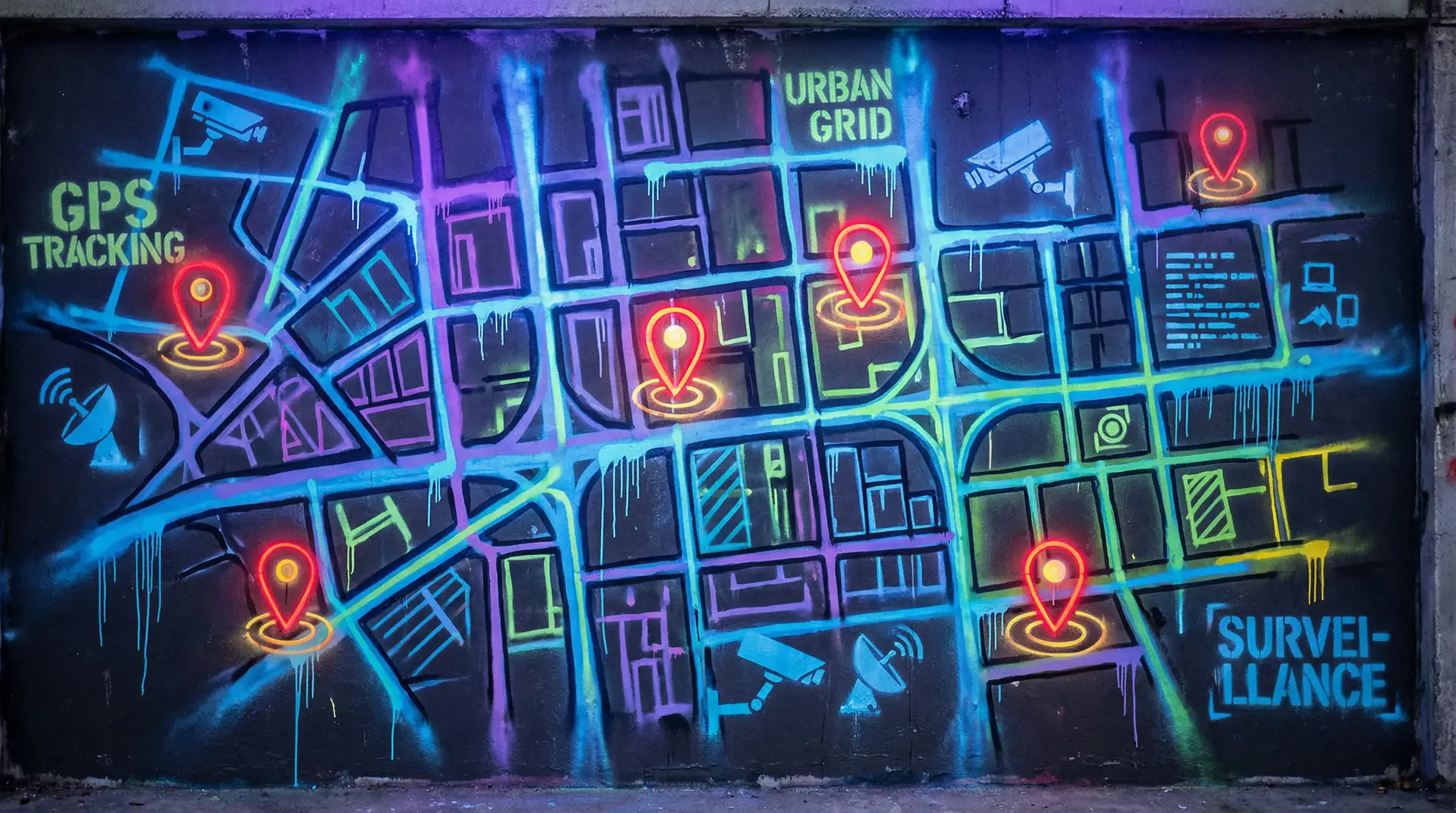 吃瓜群众 狗仔追踪地图 - 城市涂鸦风格